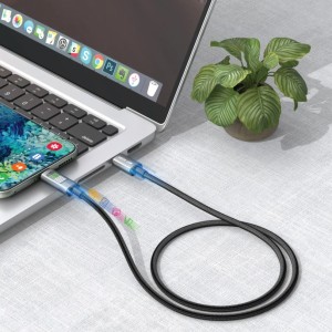 کابل شارژ تایپ سی گرین لاین با نشانه گرLED مدل GNLEDTC2TCBK
