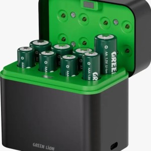 داک شارژر باتری قلمی و نیم‌قلمی گرین لاین مدل RECHARGEABLE 4×AA + 4×AAA Battery Dock USB‑C