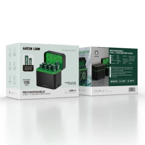 داک شارژر باتری قلمی و نیم‌قلمی گرین لاین مدل RECHARGEABLE 4×AA + 4×AAA Battery Dock USB‑C