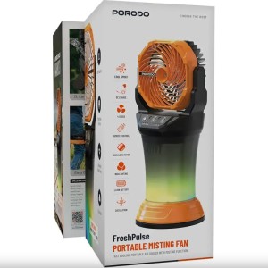 پنکه مه پاش شارژی پورودو Porodo مدل PDMDX65OGBK با کنترل از راه دور