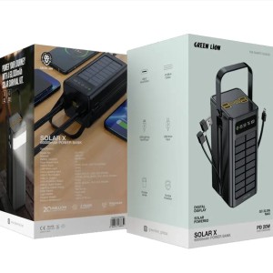 پاوربانک خورشیدی 60000 گرین لاین مدل Green Lion Solar X GLPX50 GNSOL50PB60BK