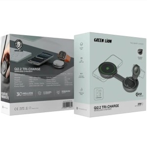 شارژر وایرلس مگنتی سه کاره تاشو  گرین لاین مدل Green Lion Qi2.2