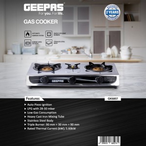 اجاق رومیزی  سه شعله جیپاس مدل Geepas GK6857