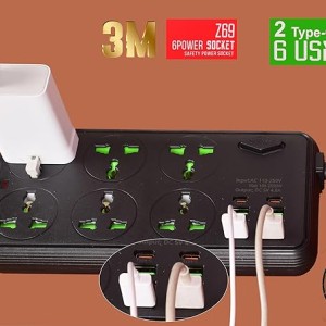 چند راهی و شارژر ۸ سوکت مدل DANEEN Power Extension cord Z69