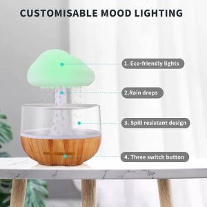 بخور سرد و چراغ خواب شبیه ساز باران قارچی Cloud Rain Humidifier