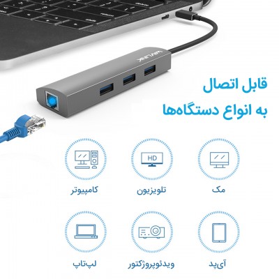 هاب ویولینک ۴ پورت USB 3.0 با اتصال USB-C مدل WL-UH3031GC