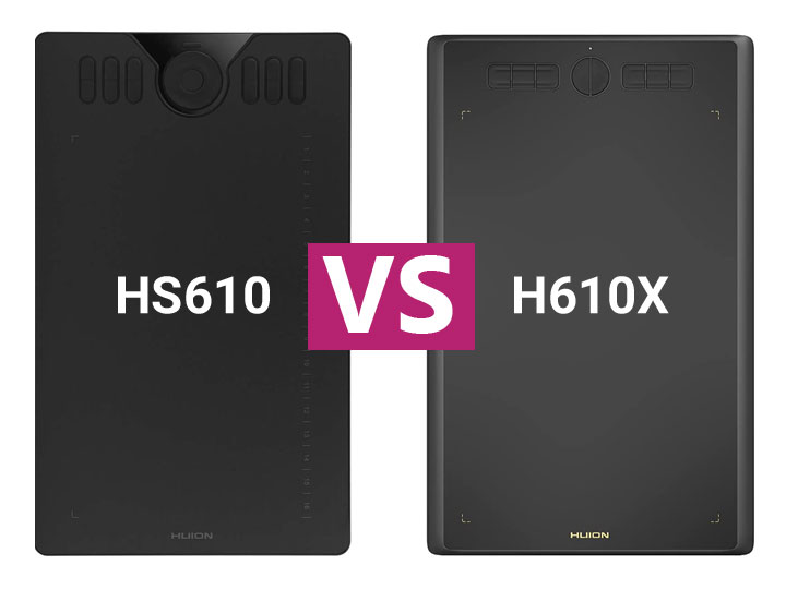 مقایسه تبلت گرافیکی و قلم نوری Huion HS610 و Huion H610X