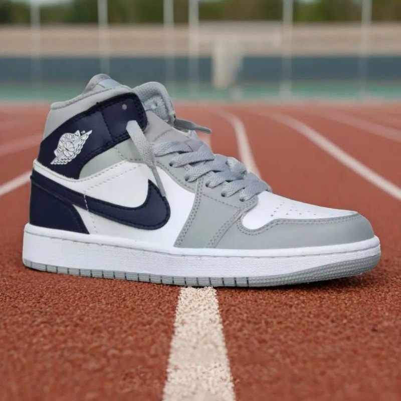 نایک ایر جردن وان Jordan 1 Mid Wolf Grey Midnight Navy