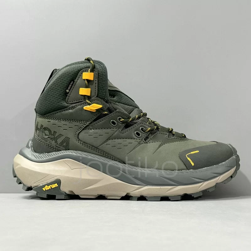 کفش کوهنوردی هوکا گورتکس Hoka Kaha 2 High GTX سبز زیتونی / زرد