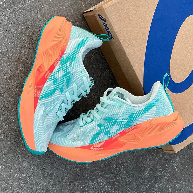 اسیکس نوابلاست 5 سبز آبی نارنجی ASICS Novablast 5 Soothing Sea Wave Teal Orange