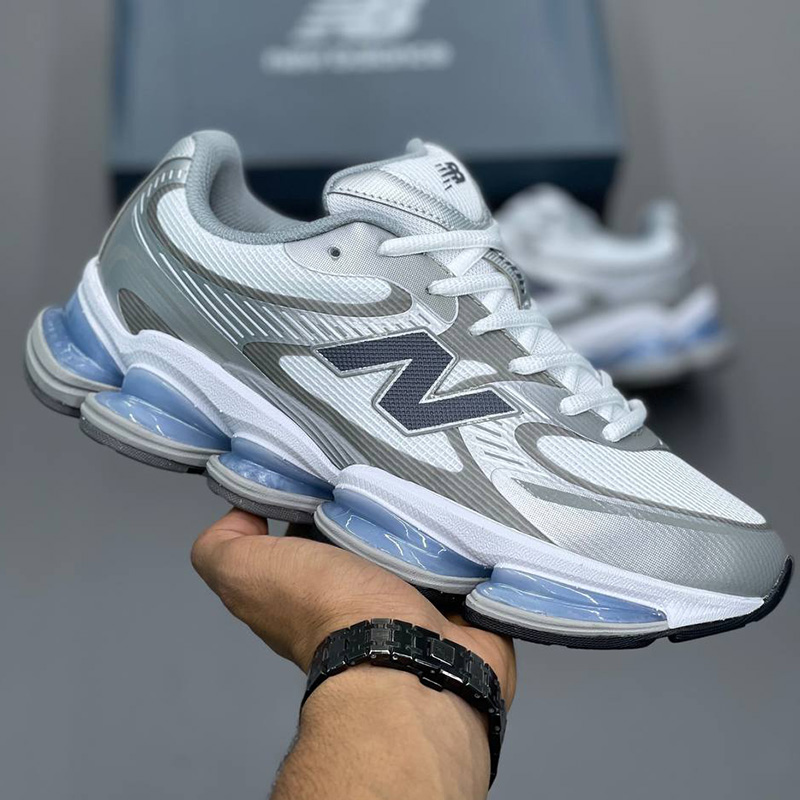 کفش نیوبالانس سفید طوسی آبی New Balance Abzorb 2000 White Grey Blue
