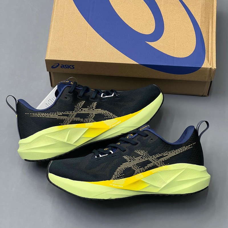کفش اسیکس نوابلاست 5 سرمه‌ای تیره زرد ASICS Novablast 5 Indigo Blue Amber