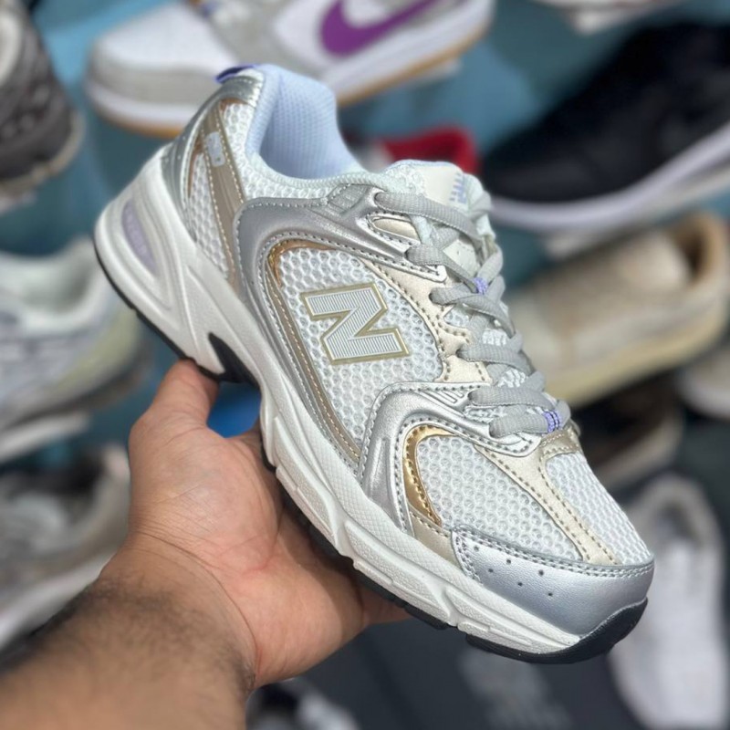 کفش نیوبالانس 530 سفید سیلور گلد New Balance 530 Silver White Gold