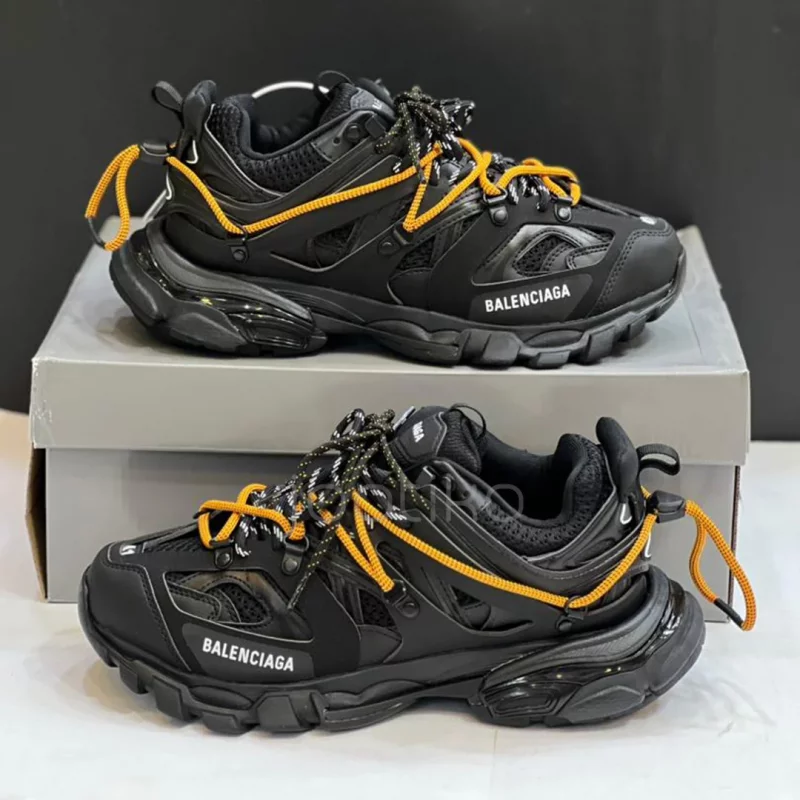 کفش بالنسیاگا ترک مشکی نارنجی Balenciaga Track Trail Laces Black Orange