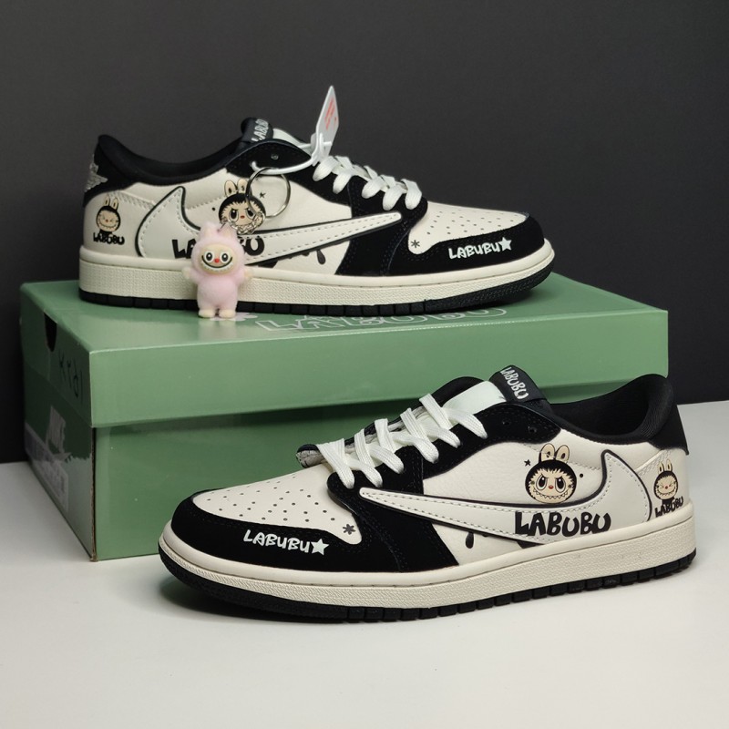 جردن وان لو لبوبو کرم مشکی Jordan 1 Low Labubu Cream Black