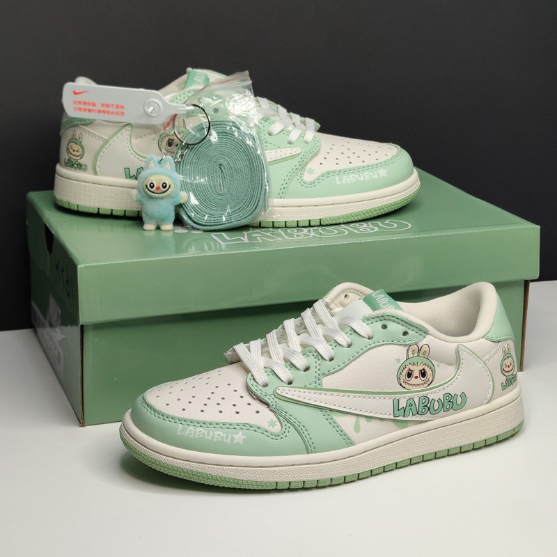 جردن وان لو لبوبو کرم سبز پاستیلی Jordan 1 Low Labubu Cream Pastel Green