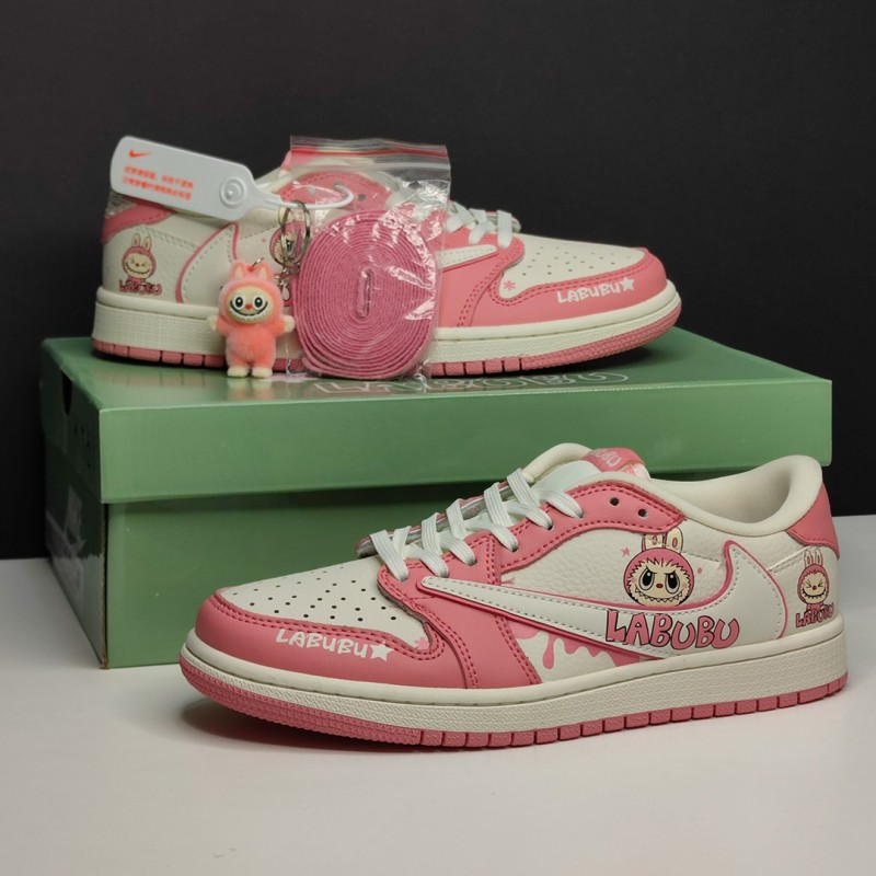 جردن وان لو لبوبو کرم صورتی Jordan 1 Low Labubu Cream Pink