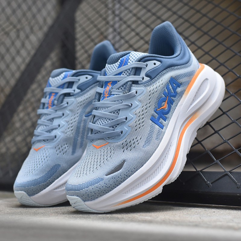 هوکا باندی 9 آبی سفید نارنجی Hoka Bondi 9 Drizzle Downpour 1162011-DNP