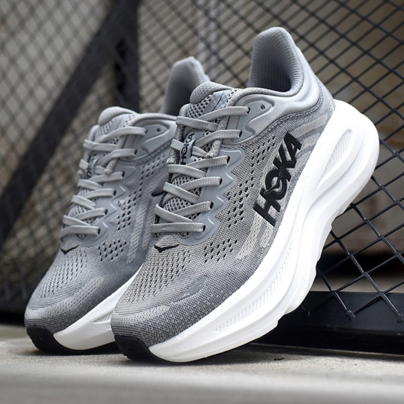 هوکا باندی 9 خاکستری سفید Hoka Bondi 9 Galactic Grey Stellar Grey 1162011-GCTC