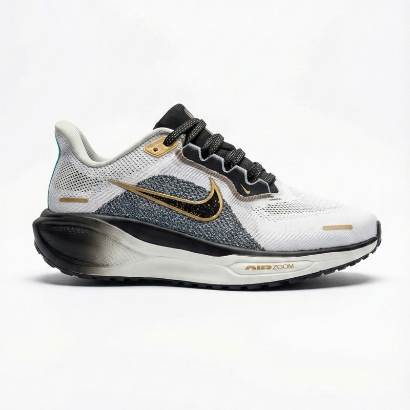 نایک پگاسوس 41 سفید مشکی طلایی متالیک Nike Pegasus 41 Premium White Black Metallic Gold HQ2938-100