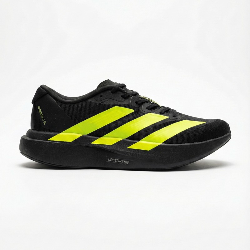 آدیداس آدیزیرو اوو اس ال مشکی سبز فسفری adidas Adizero Evo SL Black Lucid Lemon JR3420