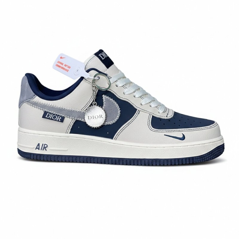 نایک ایرفورس وان دیور سرمه‌ای سفید استخوانی Nike Air Force 1 Dior Sail Navy