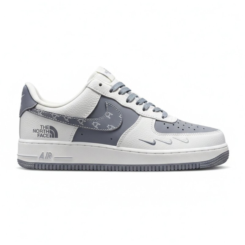 نایک ایرفورس وان نورث فیس طوسی سفید استخوانی Nike Air Force 1 The North Face Sail Grey