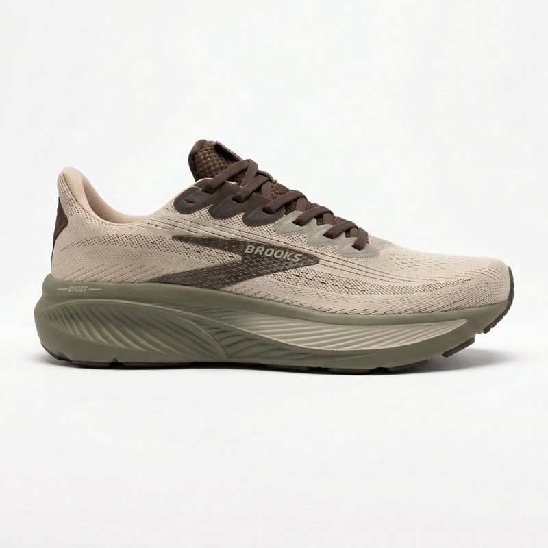بروکس گوست 17 کرم قهوه‌ای سبز زیتونی Brooks Ghost 17 Gray/Brown/Olive