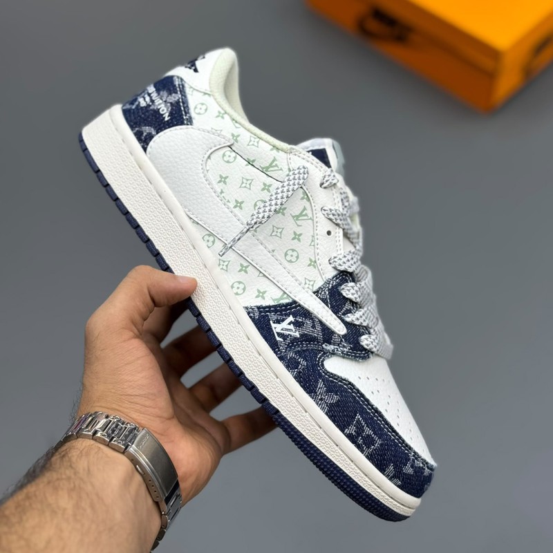جردن وان لویی ویتون Travis Scott Air Jordan 1 Low Louis Vuitton Monogram Denim