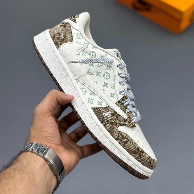جردن وان لویی ویتون Air Jordan 1 Low Travis Scott Louis Vuitton Monogram Brown