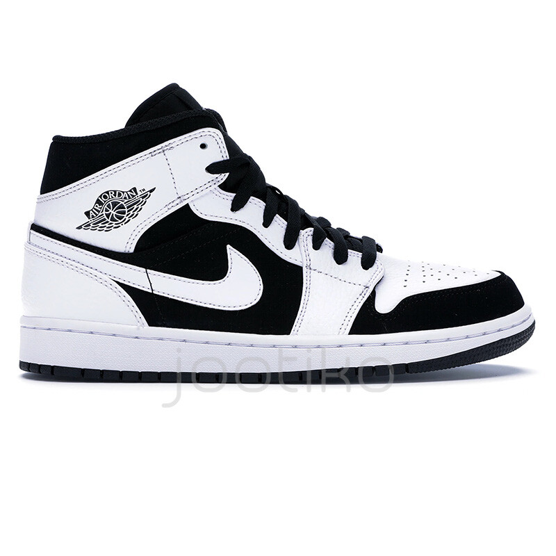 جردن وان سفید مشکی Jordan 1 Mid White Black