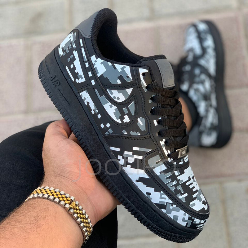 نایک ایرفورس وان دیجی کامو Nike Air Force 1 Low Digi Camo Black