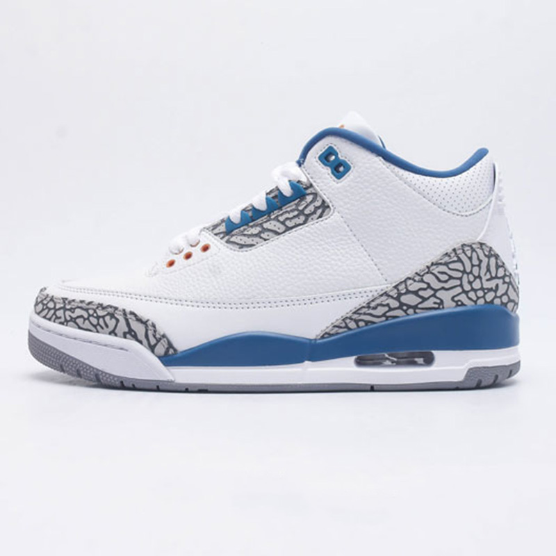 نایک جردن 3 رترو وزردز Jordan 3 Retro Wizards سفید آبی
