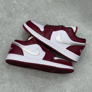 نایک جردن وان لو Jordan 1 Low White Bordeaux سفید زرشکی