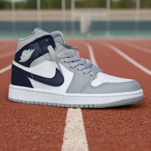 نایک ایر جردن وان Jordan 1 Mid Wolf Grey Midnight Navy