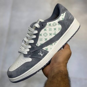 نایک ایرجردن وان لو Jordan 1 Low x Louis Vuitton طوسی سفید