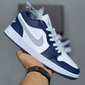 جردن وان لو ولف گری میدنایت نیوی Jordan 1 Low Wolf Grey Midnight Navy