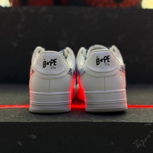 بتینگ ایپ بیپ استا سفید چریکی آبی A Bathing Ape Bape Sta Low White ABC Camo Blue