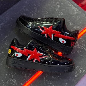 کفش بتینگ ایپ بیپ استا شارک مشکی قرمز A Bathing Ape Bape Sta Low Shark Black