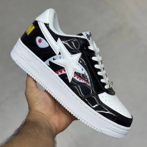 بتینگ ایپ بیپ استا شارک مشکی سفید A Bathing Ape Bape Sta Low Color Block Shark Black