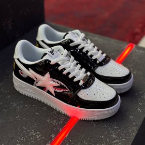 بتینگ ایپ بیپ استا شارک مشکی سفید A Bathing Ape Bape Sta Low Color Block Shark Black