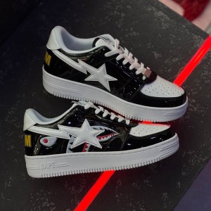 بتینگ ایپ بیپ استا شارک مشکی سفید A Bathing Ape Bape Sta Low Color Block Shark Black