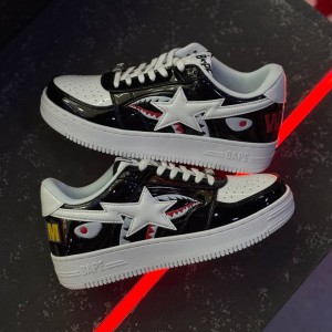کفش بتینگ ایپ بیپ استا شارک مشکی سفید A Bathing Ape Bape Sta Low Color Block Shark Black