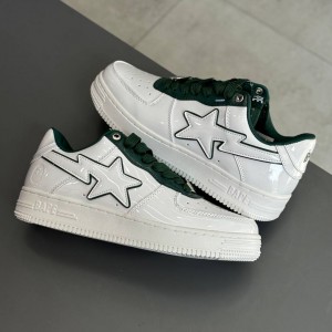 بتینگ ایپ بیپ استا چرم براق سفید سبز تیره A Bathing Ape Bape Sta Patent Leather White Green