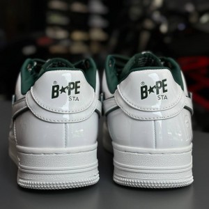بتینگ ایپ بیپ استا چرم براق سفید سبز تیره A Bathing Ape Bape Sta Patent Leather White Green