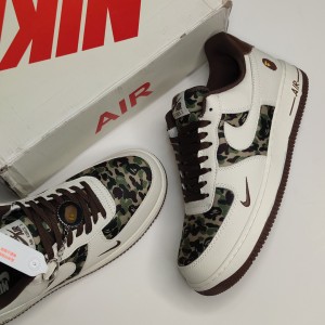 نایک ایرفورس وان بیپ چریکی قهوه‌ای سبز Nike Air Force 1 Low Bape Camo