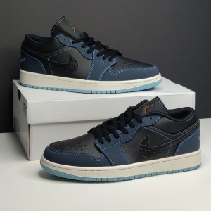 کفش جردن وان لو مشکی ابسیدین پوست ماری Jordan 1 Low SE Black Dark Obsidian Snakeskin