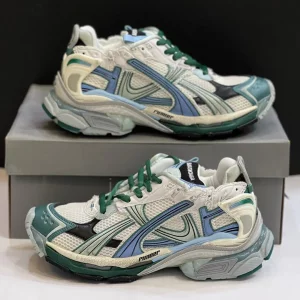 کفش بالنسیاگا رانر سفید سبز آبی Balenciaga Runner White Green Blue