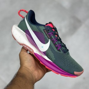 کفش نایک ریکت پگاسوس تریل ۵ سبز تیره بنفش سفید Nike React Pegasus Trail 5