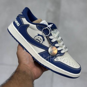 کفش نایک ایر جردن وان لو گوچی سفید سرمه ای Nike Air Jordan 1 Low Gucci Navy White